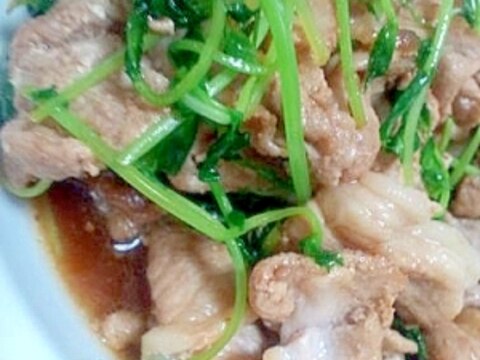 豆苗と豚肉の炒め物